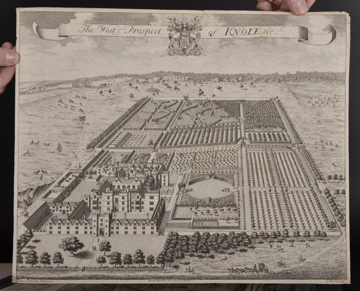 After Thomas Badeslade (c.1719-1750) British. "The West Prospect of Knole", Engraved by John - Image 2 of 4