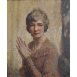 Guy Lipscombe (1881-1952) British. Portrait of a Lady, Oil on Board, Signed, 24" x 20".