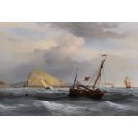 Henry Parke (1790-1845) British. 'Fishing Vessels off the Coast', Oil on Canvas, Signed and Dated