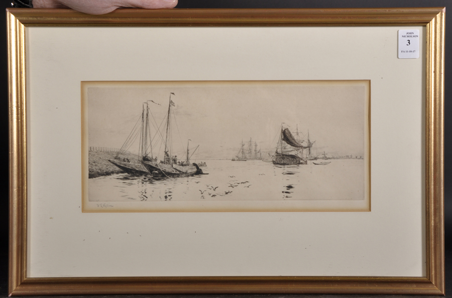 William Lionel Wyllie (1851-1931) British. A Study of Fishing Boats, Etching, Signed in Pencil, 5" x - Image 2 of 5