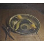 Thomas L... B... Huskinson (19th - 20th Century) British. "Still Life", with Lemons and a Cucumber