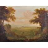 Early 19th Century English School. An Extensive Landscape, with Two Figures in the foreground, Oil
