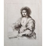 19th Century Italian School. Portrait of a Sybil, Engraving, overall 11" x 9.25".