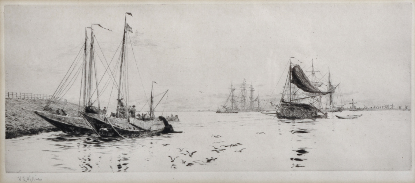 William Lionel Wyllie (1851-1931) British. A Study of Fishing Boats, Etching, Signed in Pencil, 5" x