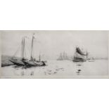 William Lionel Wyllie (1851-1931) British. A Study of Fishing Boats, Etching, Signed in Pencil, 5" x