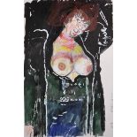 John Bratby (1926-1992) British. "Acropolis Taverna Dancing Girl", Gouache, Signed, Extensively