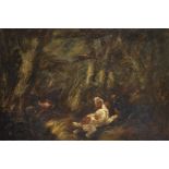 George Armfield (1808-1893) British. A Woodland Scene, with Spaniels Flushing a Pheasant, Oil on