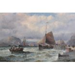 William Thornley (act.1858-1898) British. 'Off Pendennis (Cornwall)', with a Busy Shipping Scene,
