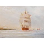 G... K... Hore (19th Century) British. 'In Full Sail", Watercolour, Signed, 5" x 7".