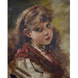 Manner of Nicolas Jon Grigorescu (1838-1907) Romanian. Portrait of a Young Girl, Oil on Canvas,