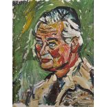 John Bratby (1926-1992) British. Bust Portrait of a Male Celebrity, Oil on Canvas, Signed, 20" x