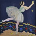 Paul Rieth (1871-1925) German. A Ballet Dancer, Gouache, Signed in Pencil, 8.25" x 8.25".