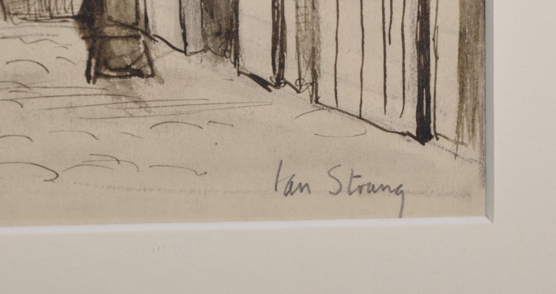 Ian Strang (1886-1952) British. "The Cour du Dragon, Paris", Pen and Wash, Signed, and Inscribed - Image 3 of 5