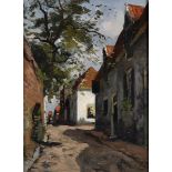 Early 20th Century French School. A Shaded Street Scene, Oil on Canvas, Indistinctly Signed, 10.5" x