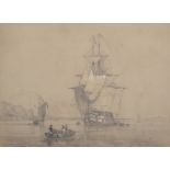 Attributed to Chares Tattershall Dodd (1815-1878) British. A Shipping Scene, with Figures in a