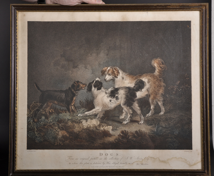 After George Morland (1763-1804) British. "Dogs", Engraving by G. Shepheard, overall 17" x 19.75". - Image 2 of 3