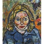 John Bratby (1926-1992) British. Bust Portrait of a Female Celebrity, Oil on Canvas, Signed, 16" x