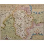 Christopher Saxton (act.c.1540-1610) British. "Bedford", Map, 10.75" x 13.25".