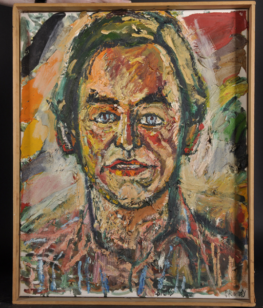 John Bratby (1926-1992) British. Bust Portrait of a Male Celebrity, Oil on Canvas, Signed, and - Image 2 of 4