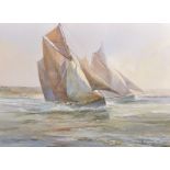 Michael Lees (20th - 21st Century) British. 'Brixham Sailing Boats Racing', Oil on Board, Signed and