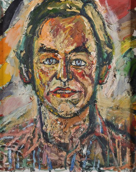 John Bratby (1926-1992) British. Bust Portrait of a Male Celebrity, Oil on Canvas, Signed, and