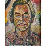 John Bratby (1926-1992) British. Bust Portrait of a Male Celebrity, Oil on Canvas, Signed, and