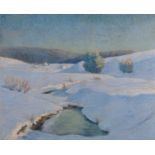 Attributed to Gottardo Guido Segantini (1882-1974) Continental. A Winter Snow Covered Landscape, Oil