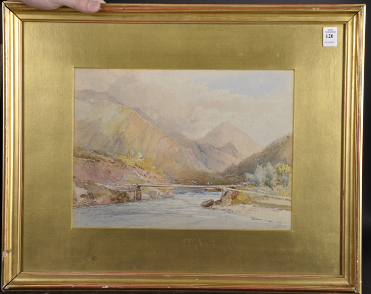 Joseph Needham (c.1810-c.1880) British. "Looking up the Liddan Valley, Cashmere [sic]", Watercolour, - Image 2 of 5