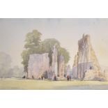 Sydney Foley (1916-2001) British. 'Bayham Old Abbey, East Sussex 1985', a Study of the Ruins with
