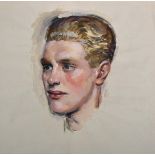 William Bruce Ellis Rankin (1881-1941) British. Study of a Young Man's Head, Mixed Media,