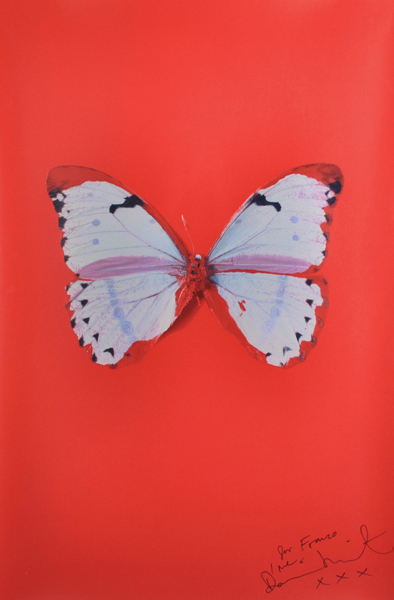 Damien Hirst (1965- ) British. "Untitled (Red Butterfly)", Print, Signed and Inscribed "for