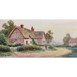 Burford Joyce (20th Century) British. A Country Landscape, with a Thatched Cottage, Watercolour,
