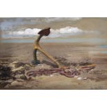 George Wolfe (1834-1890) British. Study of an Anchor on a Beach, Watercolour, Signed, 6.75" x 10.