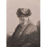 Thomas Worlidge (1700-1766) British. A Portrait of Man in a Fur Cap, Etching with Drypoint,