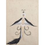 Louis Curti (1926-1949) European. "Bird Nest", a Costume Design, Watercolour and Pencil, Signed