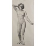 Estella Canziani (1887-1964) British. A Standing Nude Model, Soft Black Pencil, 29.5" x 13.5".