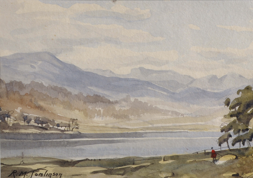 Rene Martin Tomlinson (20th Century) British. A Mountainous River Landscape, Watercolour, Signed, 7"