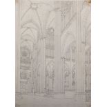 Charles Wild (1781-1835) British. 'Transept of the Church of St Ouen at Rouen', Pencil, Inscribed,