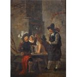 19th Century Dutch School. An Interior of a Tavern with Figures, Oil on Canvas, 8.5" x 6.5".