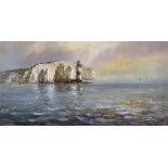 William Henry Sweet (1889-1943) British. 'The Needles, Isle of Wight', Watercolour, Signed, 6" x