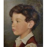 M... Stubb (19th - 20th Century) British. Head Study of a Young Boy, Oil on Canvas, Signed, 9" x