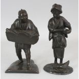 TWO JAPANESE MEIJI PERIOD BRONZE FIGURES, one cast in the form of a fisherman, the other as a