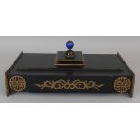 AN EARLY 20TH CENTURY CHINESE STYLE GERMAN BLACK LACQUERED WOOD RECTANGULAR DESK STAND, with