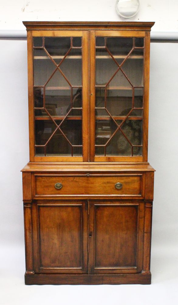 A GOOD EARLY 19TH CENTURY MAHOGANY SECRETAIRE BOOKCASE, the top with glazed astragal doors, - Image 2 of 2