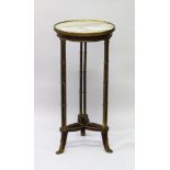 A SUPERB QUALITY FRENCH MARBLE TOP TABLE, attributed to HENRY DASSON, with double ormolu legs and