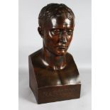 A SUPERB LARGE BUST OF NAPOLEON. Inscribed NAPOLEON on the front. 23ins high.