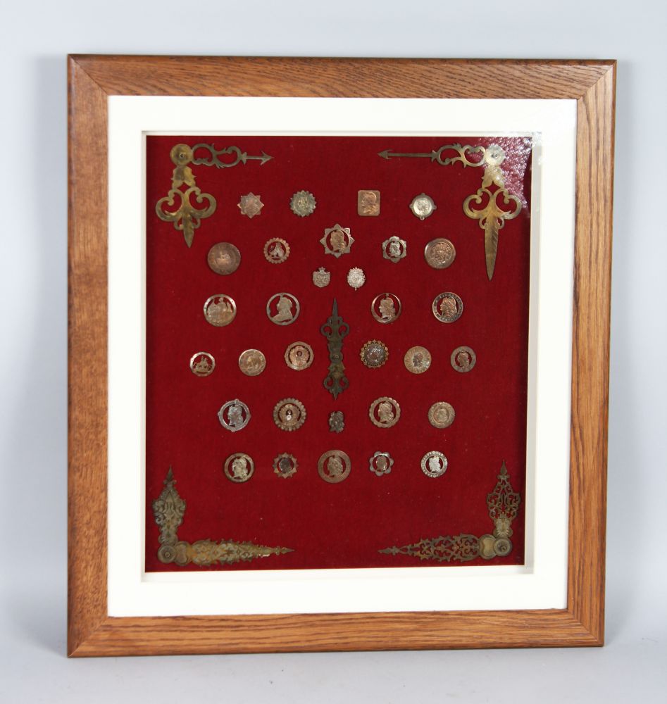 A PICTURE made from COINS, BUTTONS AND PINS ETC., framed and glazed. 17ins x 14ins.