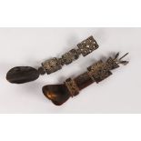 A PAIR OF INDONESIAN, POSSIBLY ISLAND OF TIMOR, SPOONS, carved from the horn of water buffalo and