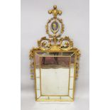 A GOOD GEORGE III ADAM DESIGN PIER MIRROR, with well carved giltwood frame, having Prince of Wales