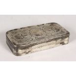 A 19TH CENTURY ENGRAVED PEWTER BOX.